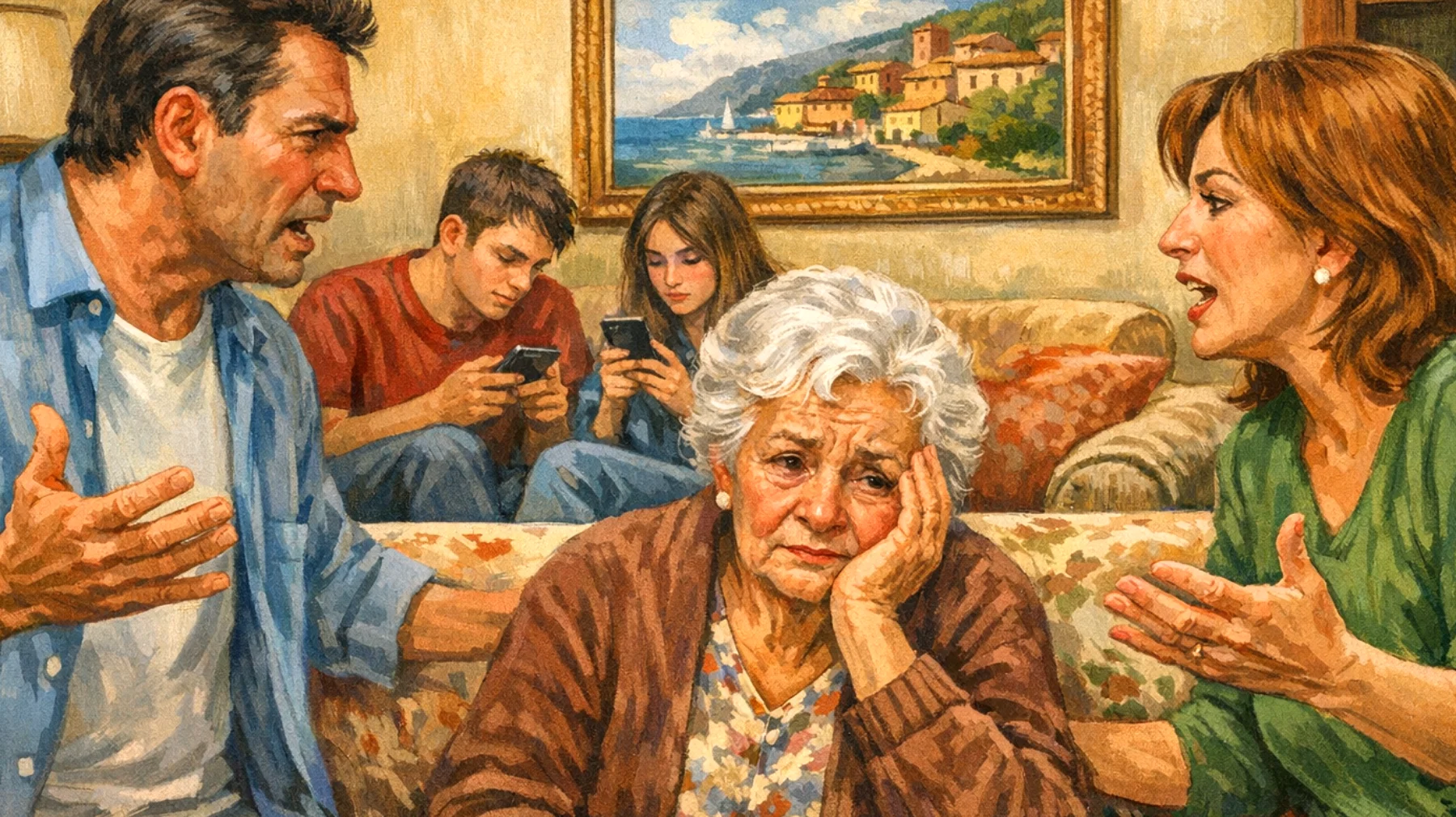 Nonna in difficoltà nel gestire i conflitti con la famiglia allargata riguardo l'educazione e i confini con i nipoti adolescenti"